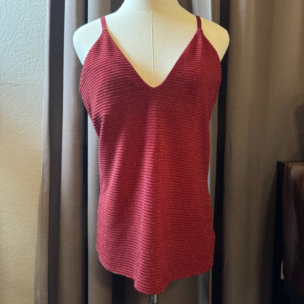 NWT Express Red Metallic Sleeveless Top
